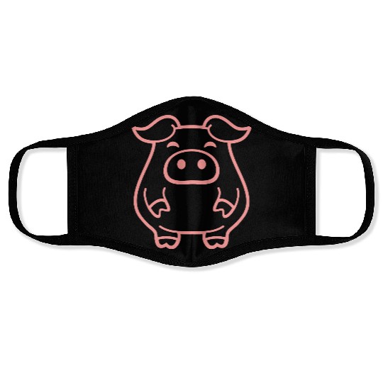 Little cute piggy pig piglet fat chubby animal Face Masks