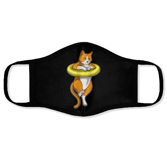 Cat Swimming Swim ring Face Masks