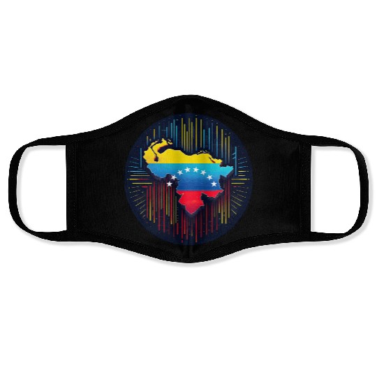Neon Venezuela Map Face Masks
