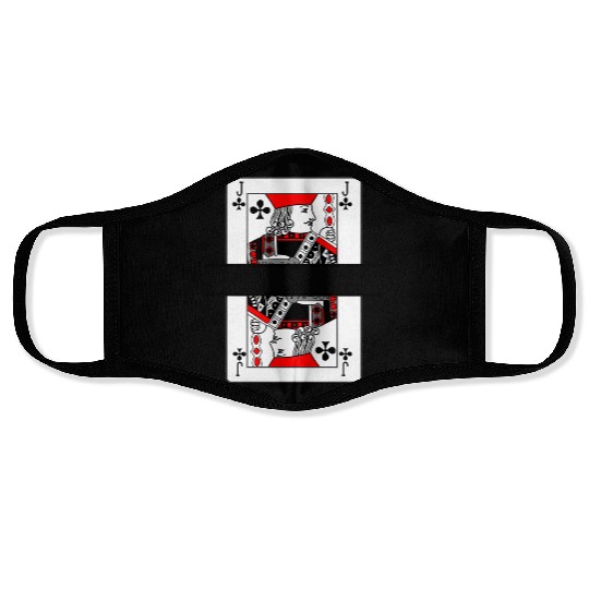 Playing card clover jack with banner space Face Masks