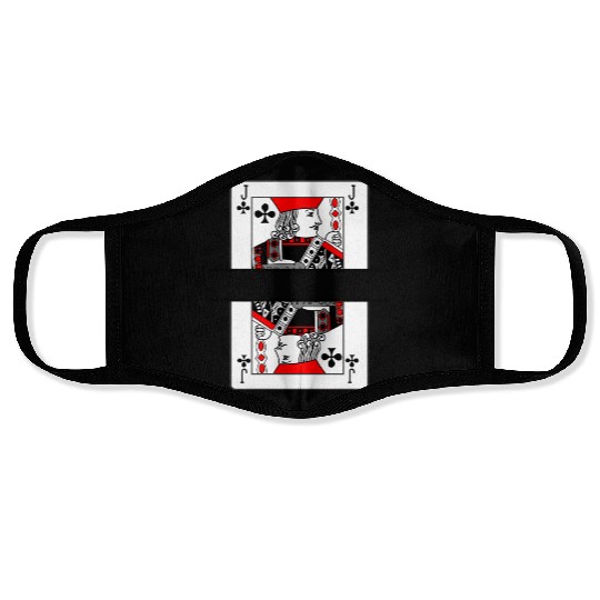 Playing card clover jack with banner space Face Masks