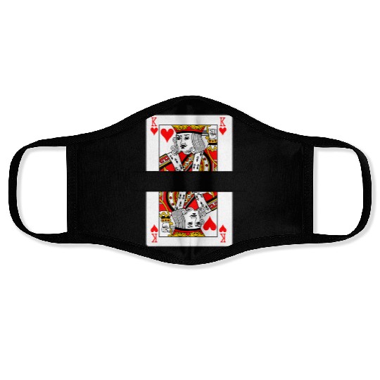Playing card hearts king with banner space Face Masks