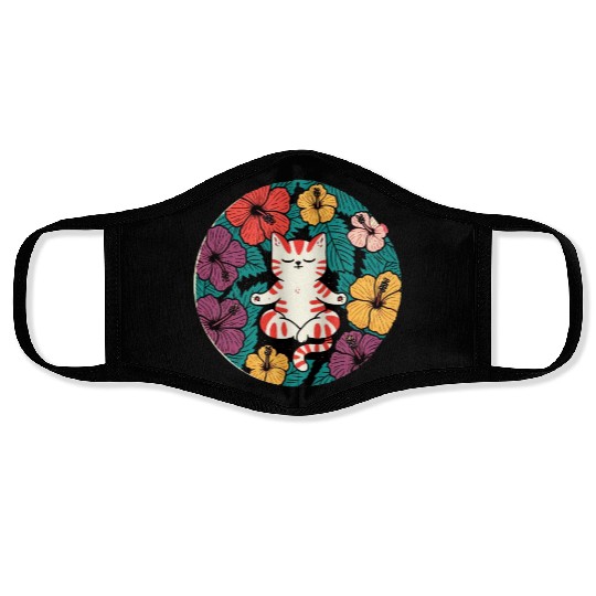 Zen Hibiscus Cat Face Masks