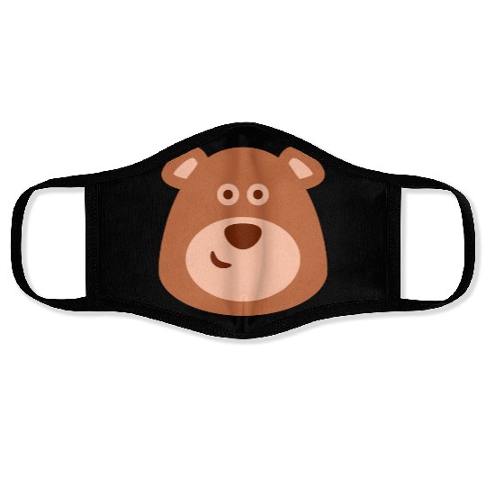Cute Smiling Bear, Funny, Cartoon Face Masks