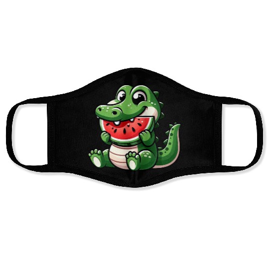 Crocodile With Watermelon Fruity Cute Face Masks