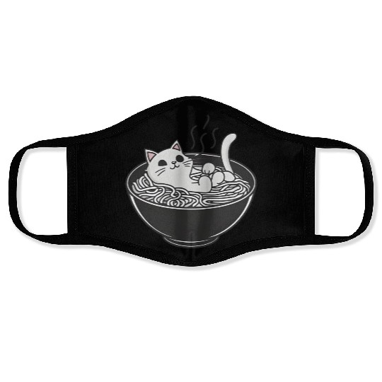 Ramen Cat Kawaii Anime Otaku Bowl Japanese Noodles Face Masks