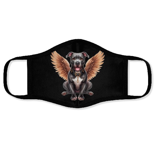 Pitbull Angel with Wings Dog in Heaven Face Masks