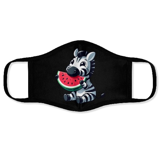Zebra melon watermelon fruit fruity Face Masks