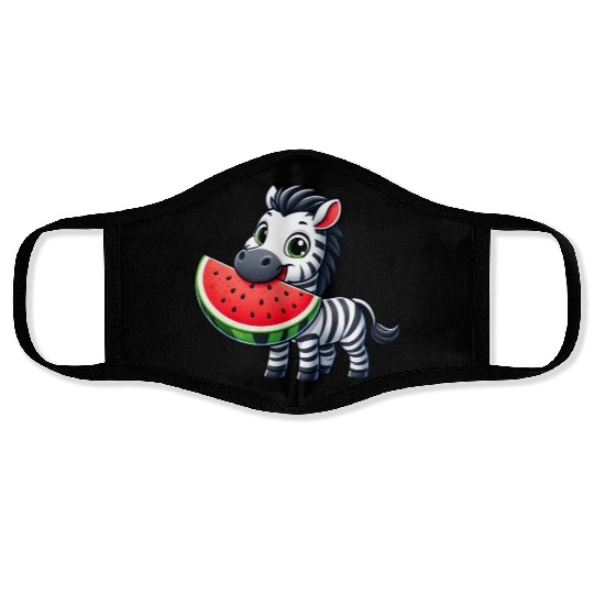 Zebra melon watermelon fruit fruity Face Masks