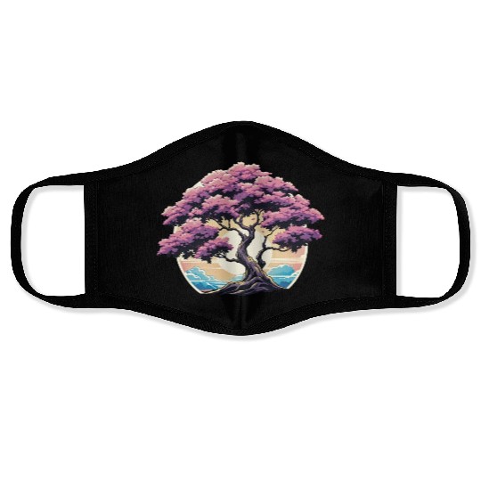 Zen nature purple tree Face Masks