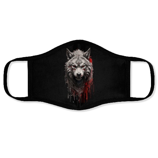 bloody wolf Face Masks