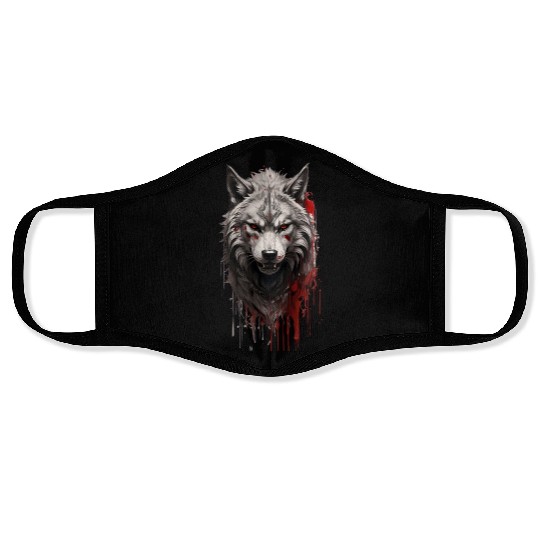 bloody wolf Face Masks