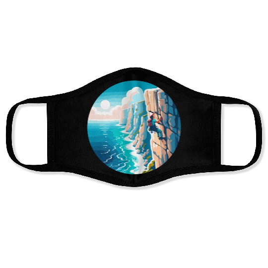 Coastal Climb: Adventure on the Edge Face Masks