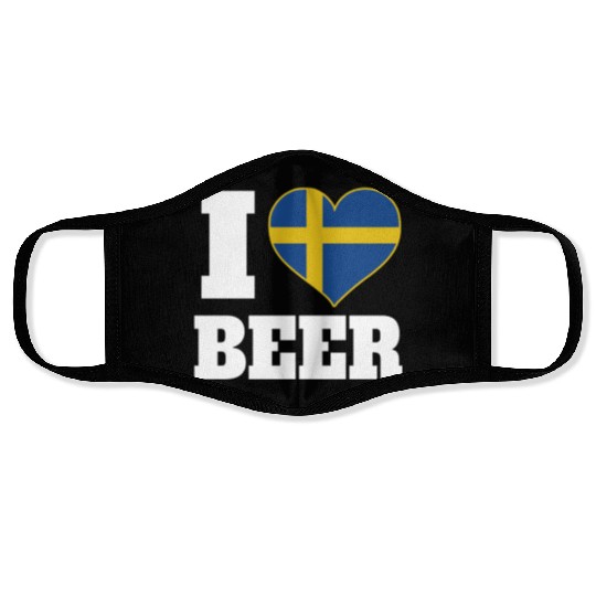 I Love Beer And Sweden Patriotic Expression Face Masks