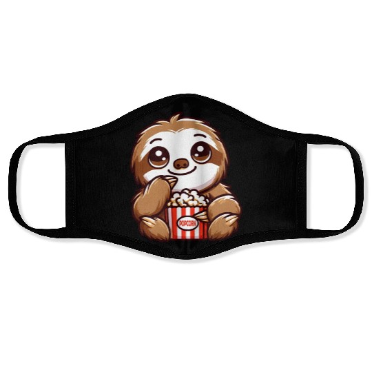 Sloth Film Critic Cinema Popcorn Lover Face Masks