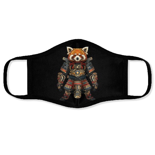 Samurai style red panda Face Masks