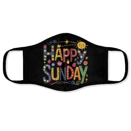 vibrant and colorful Happy Sunday Face Masks