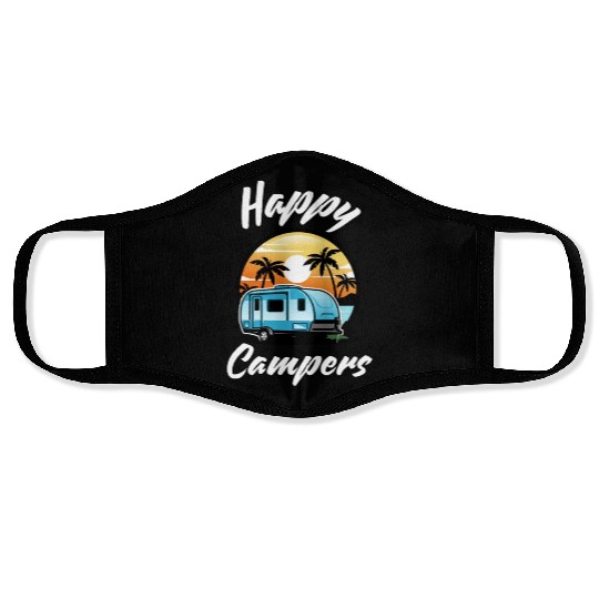 Funny Camping Hiking Lover Present Happy Camper Face Masks
