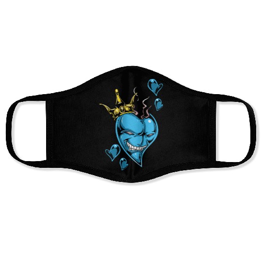 Modern Heart King Crown Card Inspired Artwork Face Masks