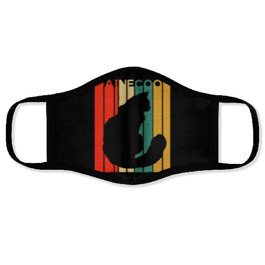 Maine Cat Silhouette Maine Lover Face Masks