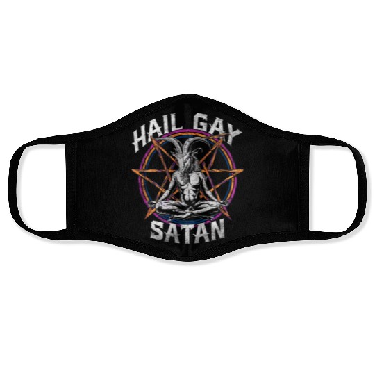 Funny Hail Gay Satan LGBT Goth Gay Pride Baphomet Face Masks