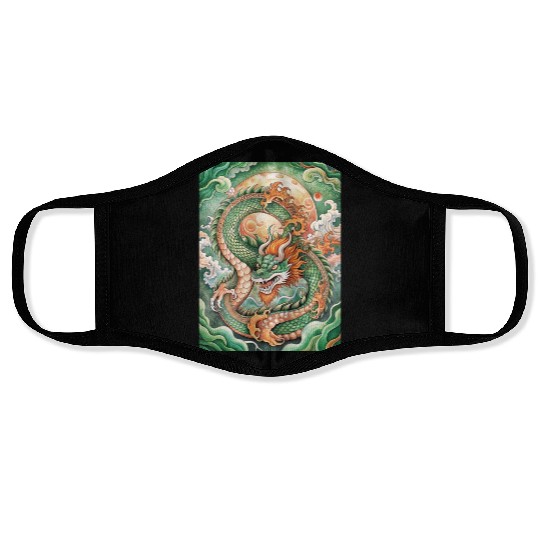 Traditional Chinese Dragon Ink Style Face Masks