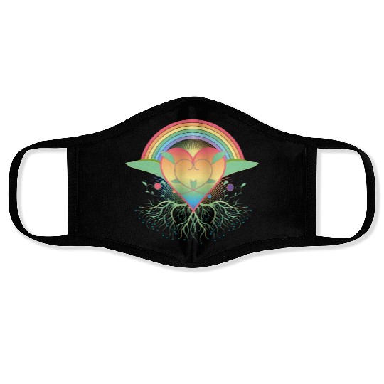 Rainbow heart with roots for Pride Face Masks