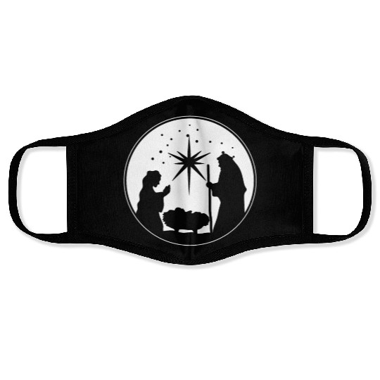 Nativity Scene Silhouette Christmas Market Vendor Face Masks