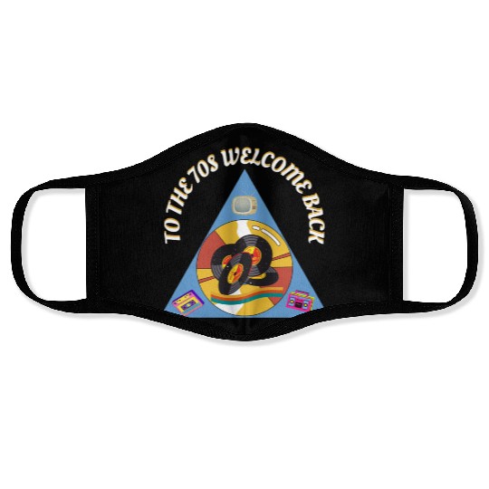 1970s Era Blue Retro Vintage Records Cassette Face Masks