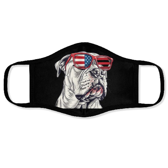 Dogo Argentino dog. 4th of July and memorial day Face Masks