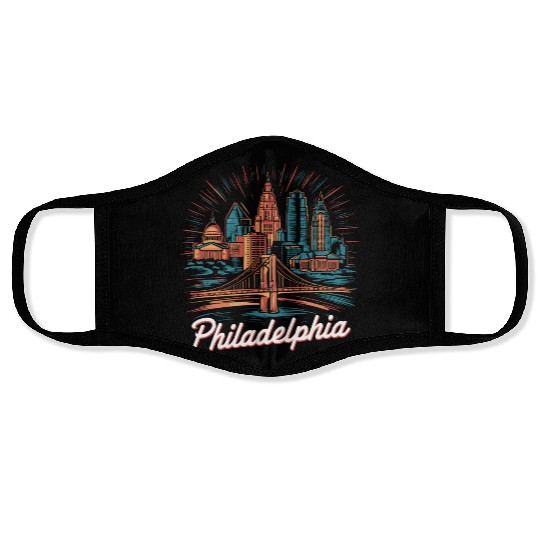 Philadelphia Skyline Face Masks