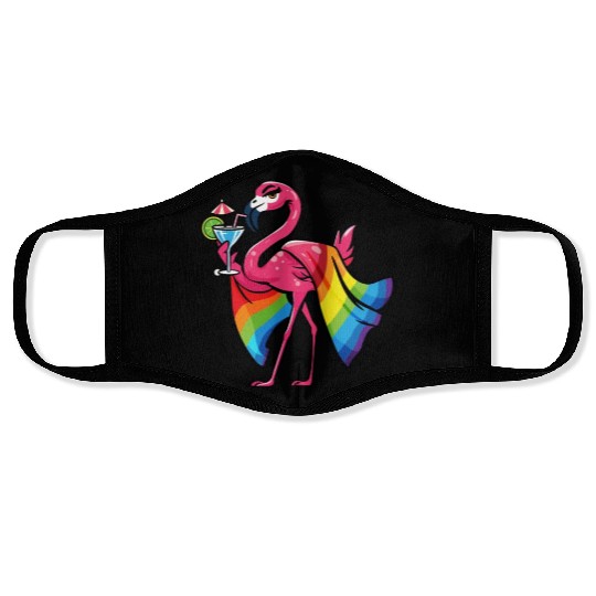 Pink Flamingo Pride Flag LGBT Funny Tropical Face Masks