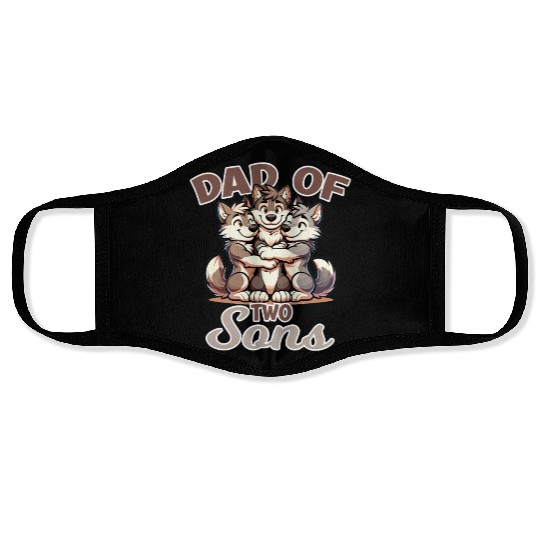 Strong Wolf with Wolf Child for a Dad Face Masks