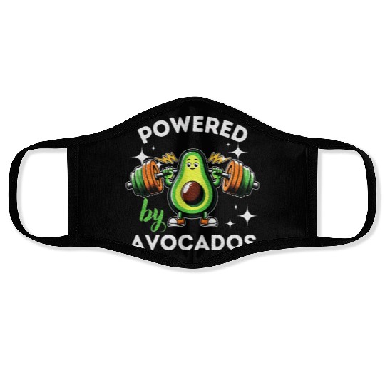 Powered By Avocados Barbell Gym Avocado Lover Face Masks