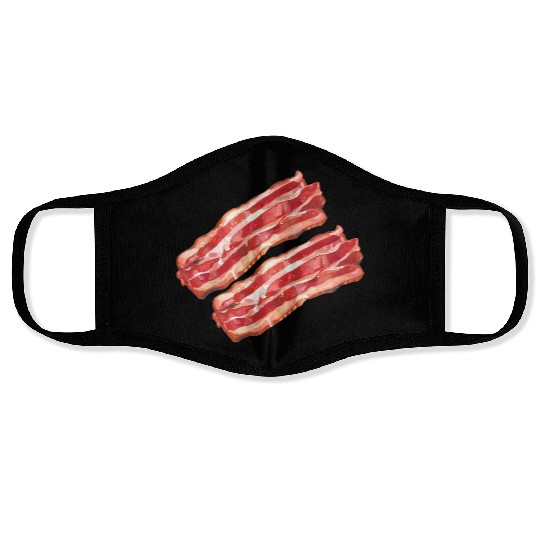 Illustrated Bacon Strips Face Masks