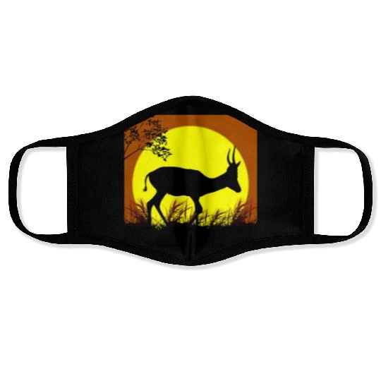 deer sunset Face Masks