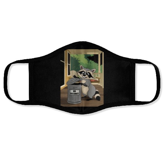 Racoon Trash Panda Metal Trash Can No Vacancy Face Masks