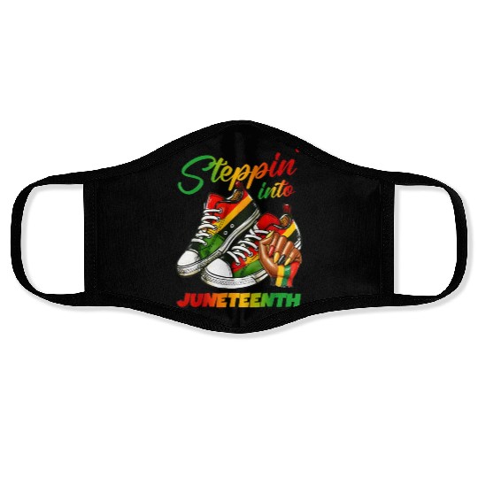 stepping into juneteenth Afro Woman Black Girl Face Masks