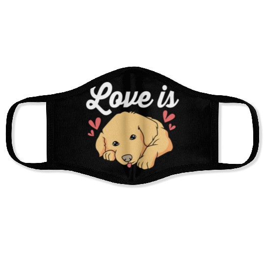 Dog Lover Pet Puppy I Love My Golden Retriever Face Masks