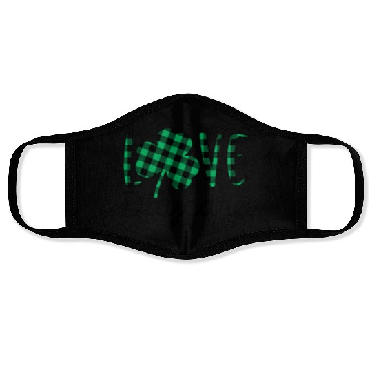 St Patricks Day Daycare Teacher Plaid Shamrock Face Masks