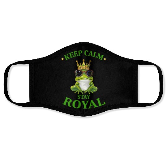 Royal Frog With Crown And Sunglasses Face Masks