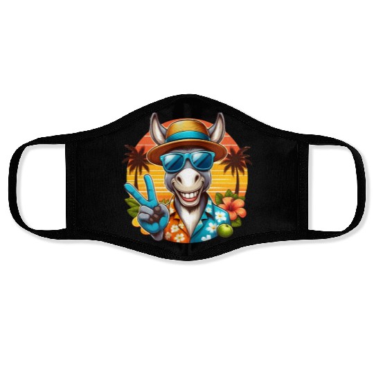 Donkey Lovers Summer Beach for animal Lovers Face Masks