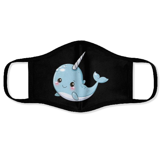 Adorable Narwhal Fantasy Encounter Face Masks