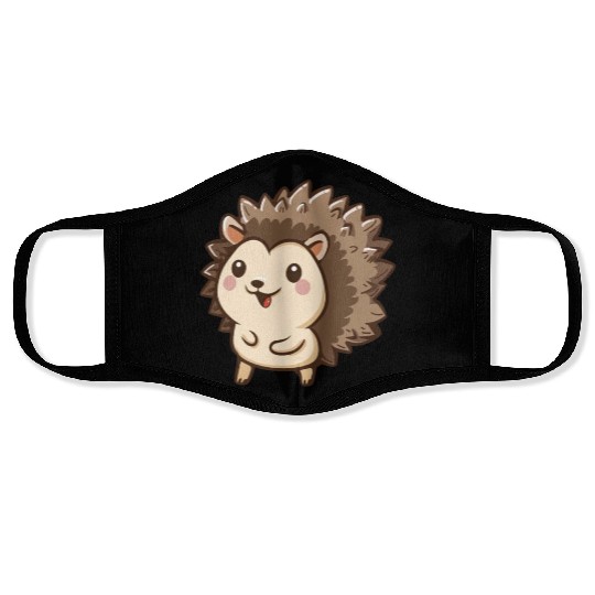 Adorable Smiling Hedgehog Graphic Face Masks