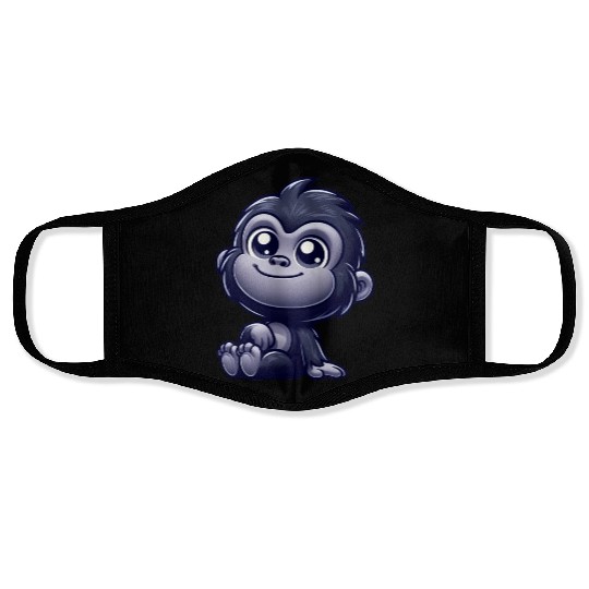 Cute monkey chimpanzee gorilla peaceful happy Face Masks