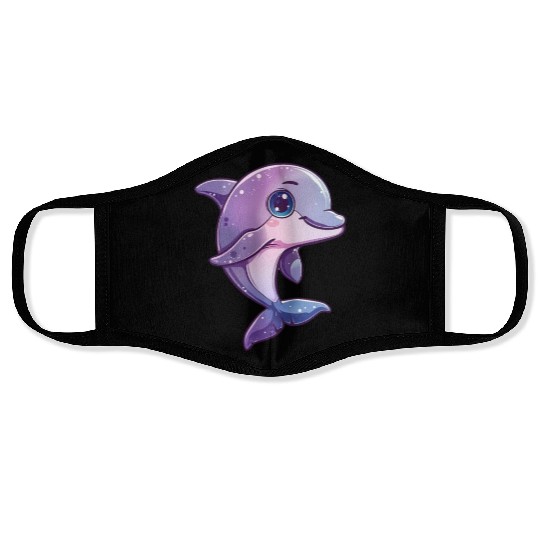 Adorable Purple Dolphin Fantasy Creation Face Masks