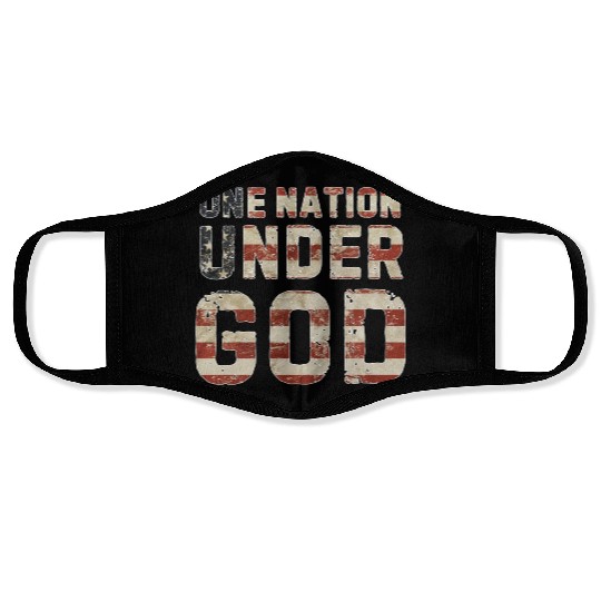 US American Flag One Nation Under God 4th Of July Face Masks