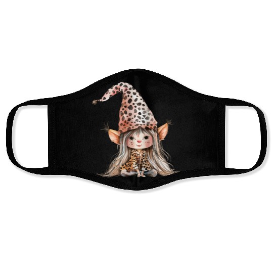 Leopard Print Gnome Clipart Images, Girly Face Masks