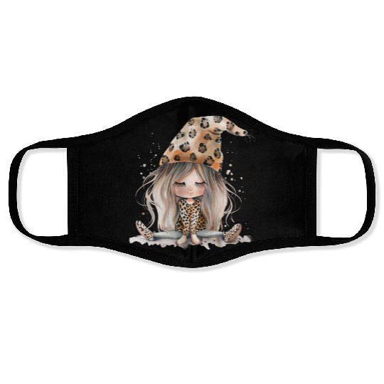 Leopard Print Gnome Clipart Images, Girly Face Masks