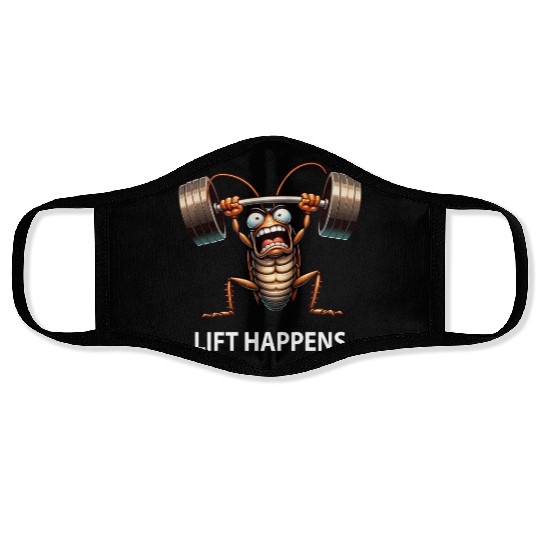Cockroach Weightlifting Barbell Workout Lift Face Masks